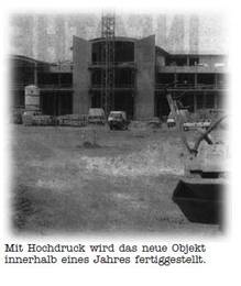 Historisches Foto vom Bau des Scheck In in Achern